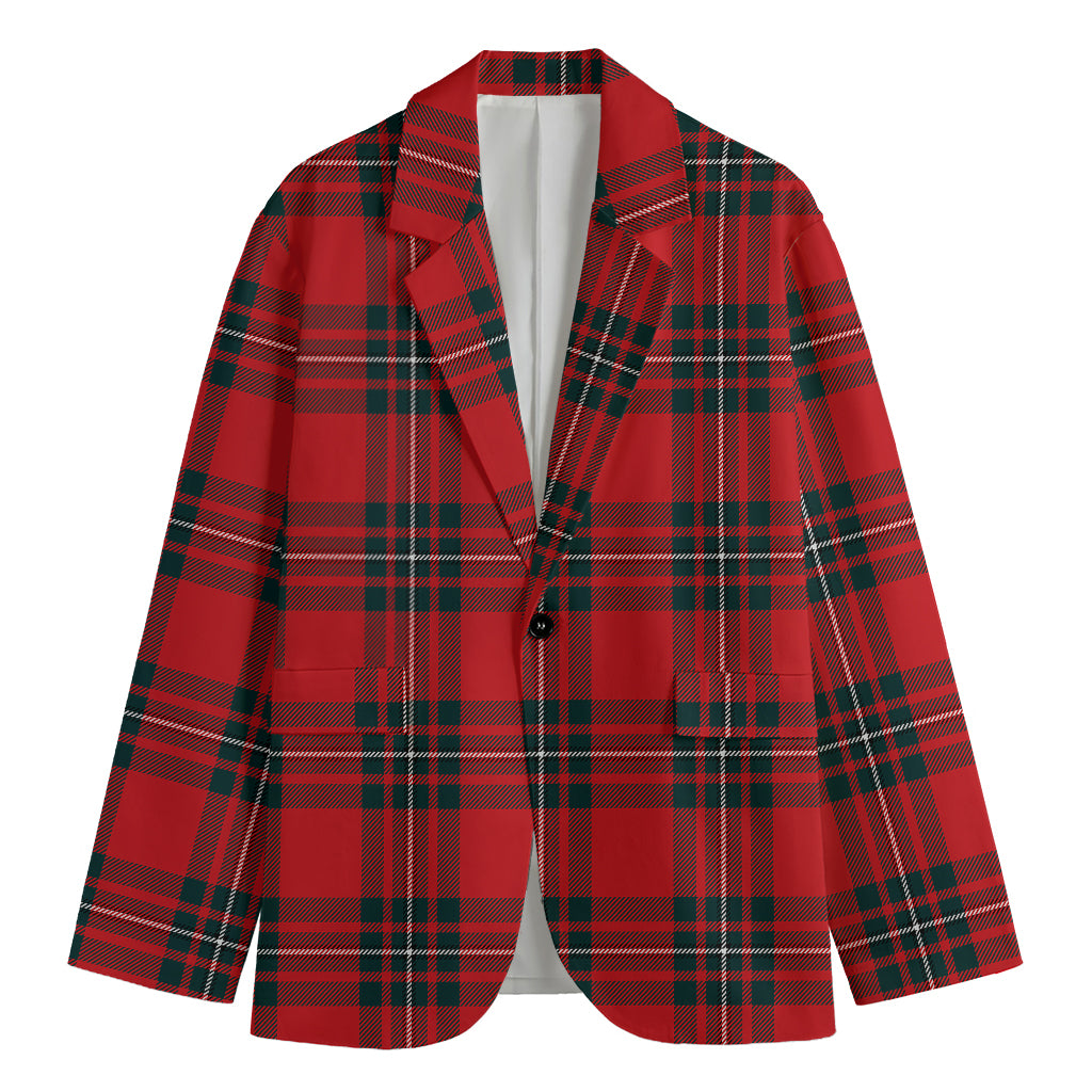 Red Scottish Tartan Pattern Print Men's Blazer