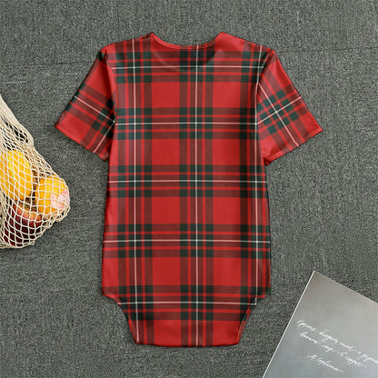 Red Scottish Tartan Pattern Print Men's Bodysuit