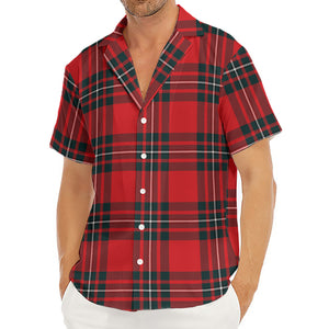 Red Scottish Tartan Pattern Print Men's Deep V-Neck Shirt