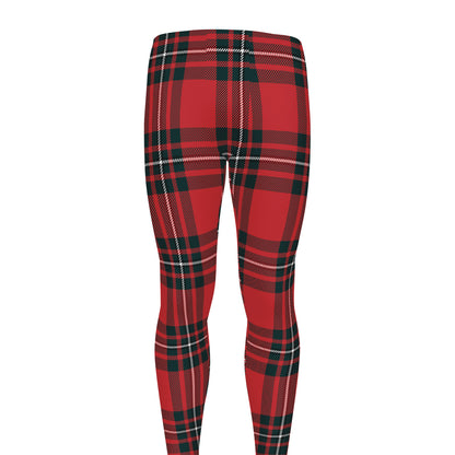 Red Scottish Tartan Pattern Print Men's leggings