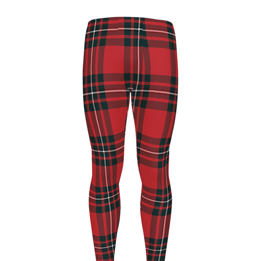 Red Scottish Tartan Pattern Print Men's leggings