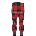 Red Scottish Tartan Pattern Print Men's leggings