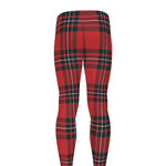 Red Scottish Tartan Pattern Print Men's leggings
