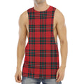 Red Scottish Tartan Pattern Print Men's Muscle Tank Top