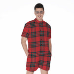 Red Scottish Tartan Pattern Print Men's Rompers