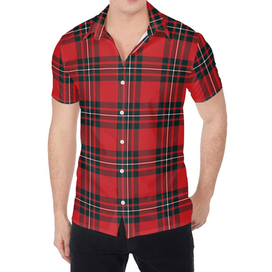 Red Scottish Tartan Pattern Print Men's Shirt