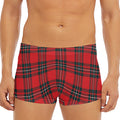 Red Scottish Tartan Pattern Print Men's Short Boxer Briefs