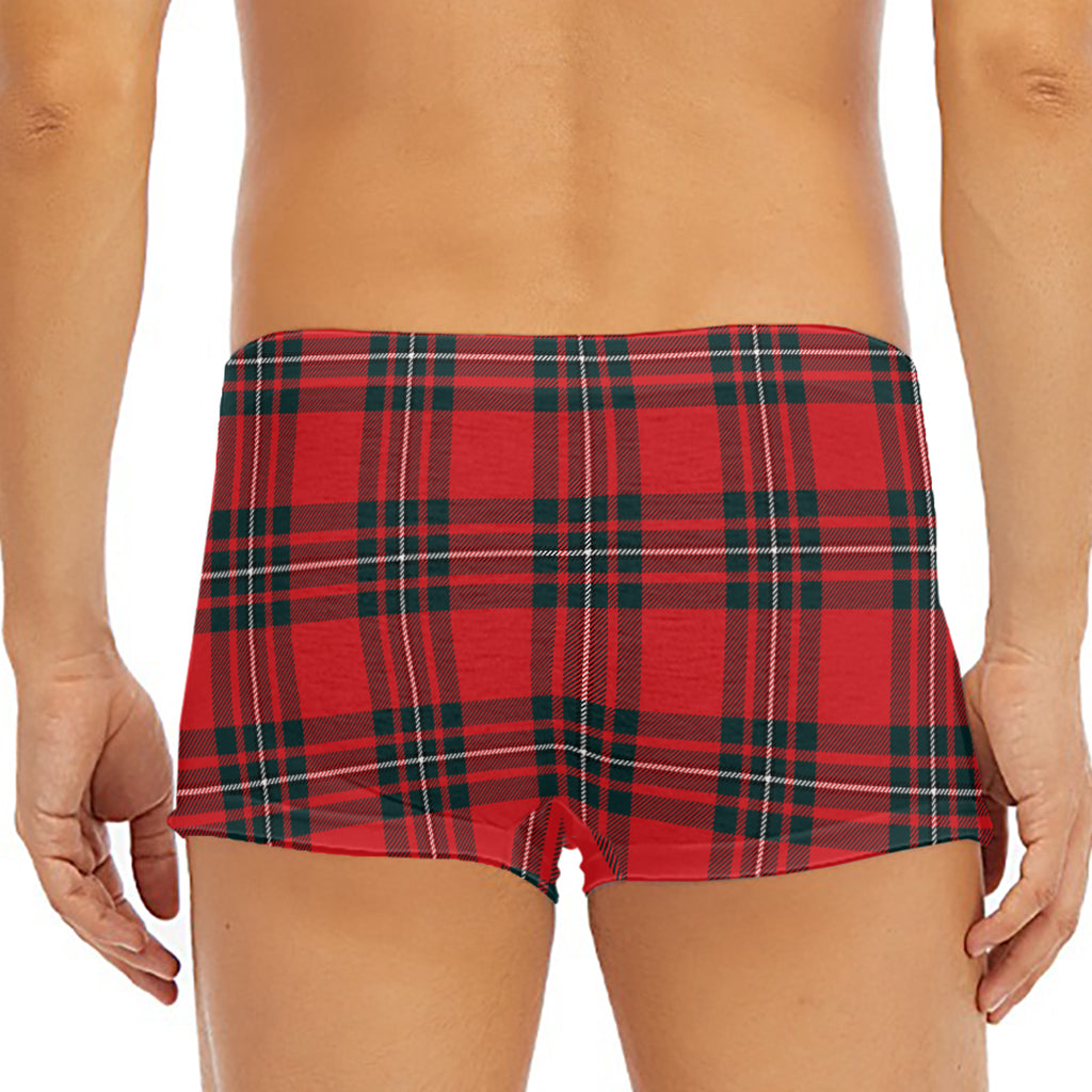 Red Scottish Tartan Pattern Print Men's Short Boxer Briefs