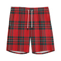 Red Scottish Tartan Pattern Print Men's Athletic Shorts