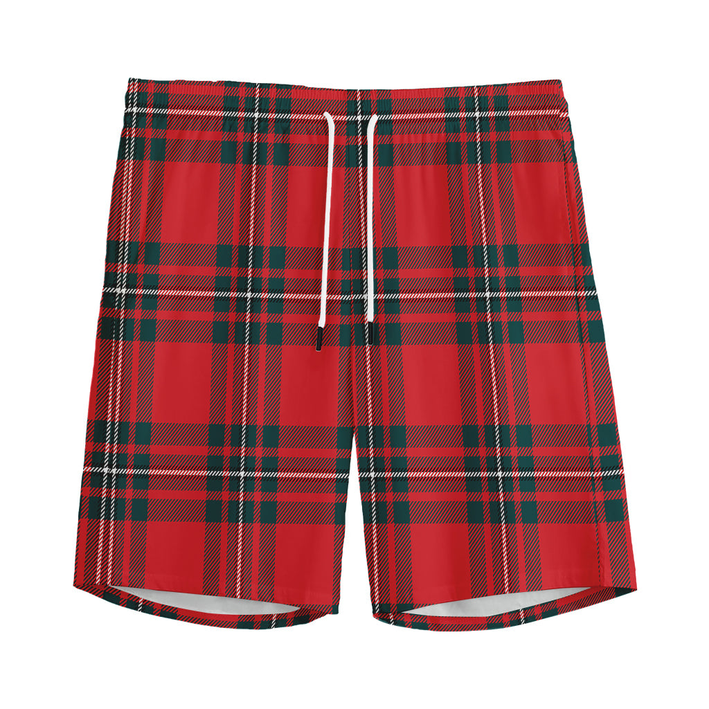 Red Scottish Tartan Pattern Print Men's Sports Shorts