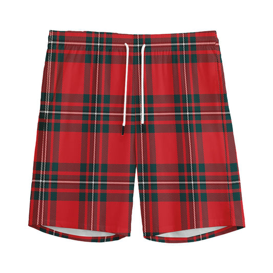 Red Scottish Tartan Pattern Print Men's Sports Shorts