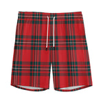 Red Scottish Tartan Pattern Print Men's Sports Shorts