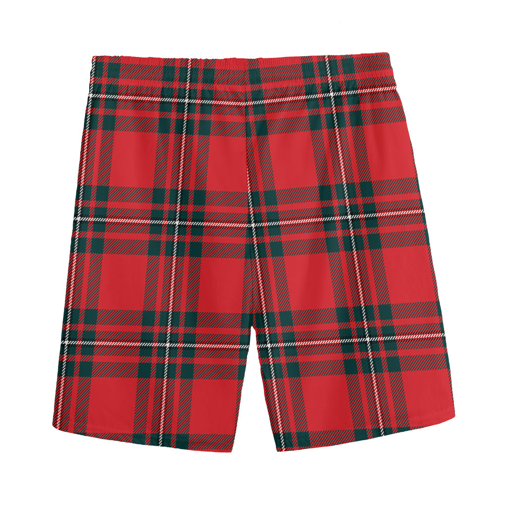 Red Scottish Tartan Pattern Print Men's Sports Shorts