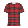 Red Scottish Tartan Pattern Print Men's Athletic T-Shirt