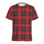 Red Scottish Tartan Pattern Print Men's Sports T-Shirt