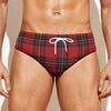 Red Scottish Tartan Pattern Print Men's Swim Briefs