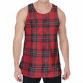 Red Scottish Tartan Pattern Print Men's Velvet Tank Top