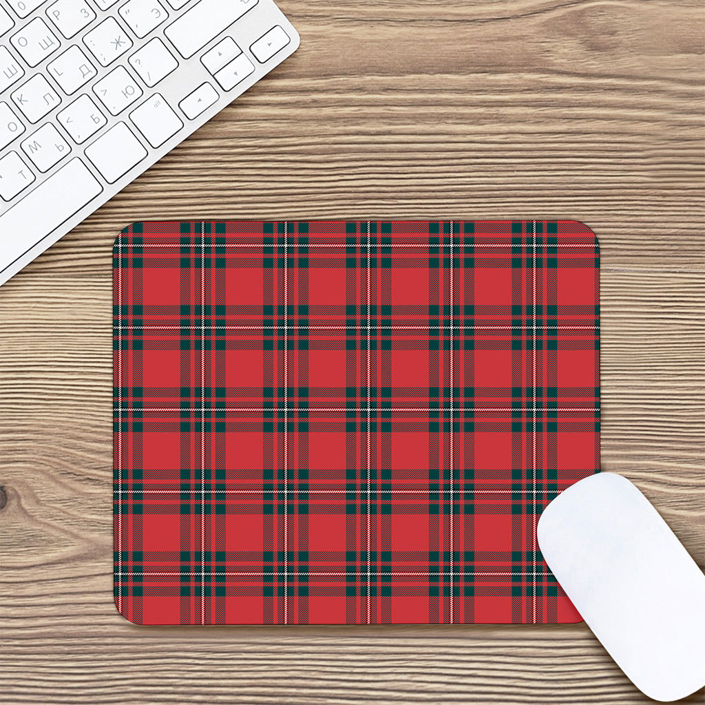 Red Scottish Tartan Pattern Print Mouse Pad