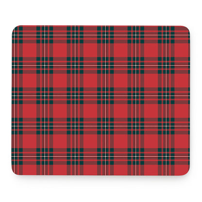 Red Scottish Tartan Pattern Print Mouse Pad