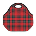 Red Scottish Tartan Pattern Print Neoprene Lunch Bag