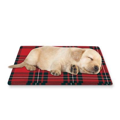 Red Scottish Tartan Pattern Print Pet Cooling Mat Cover