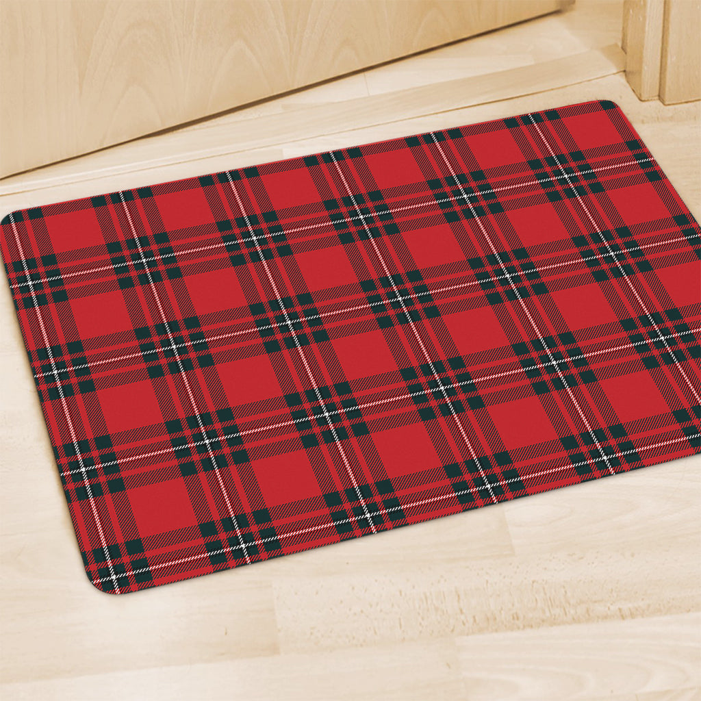 Red Scottish Tartan Pattern Print Polyester Doormat