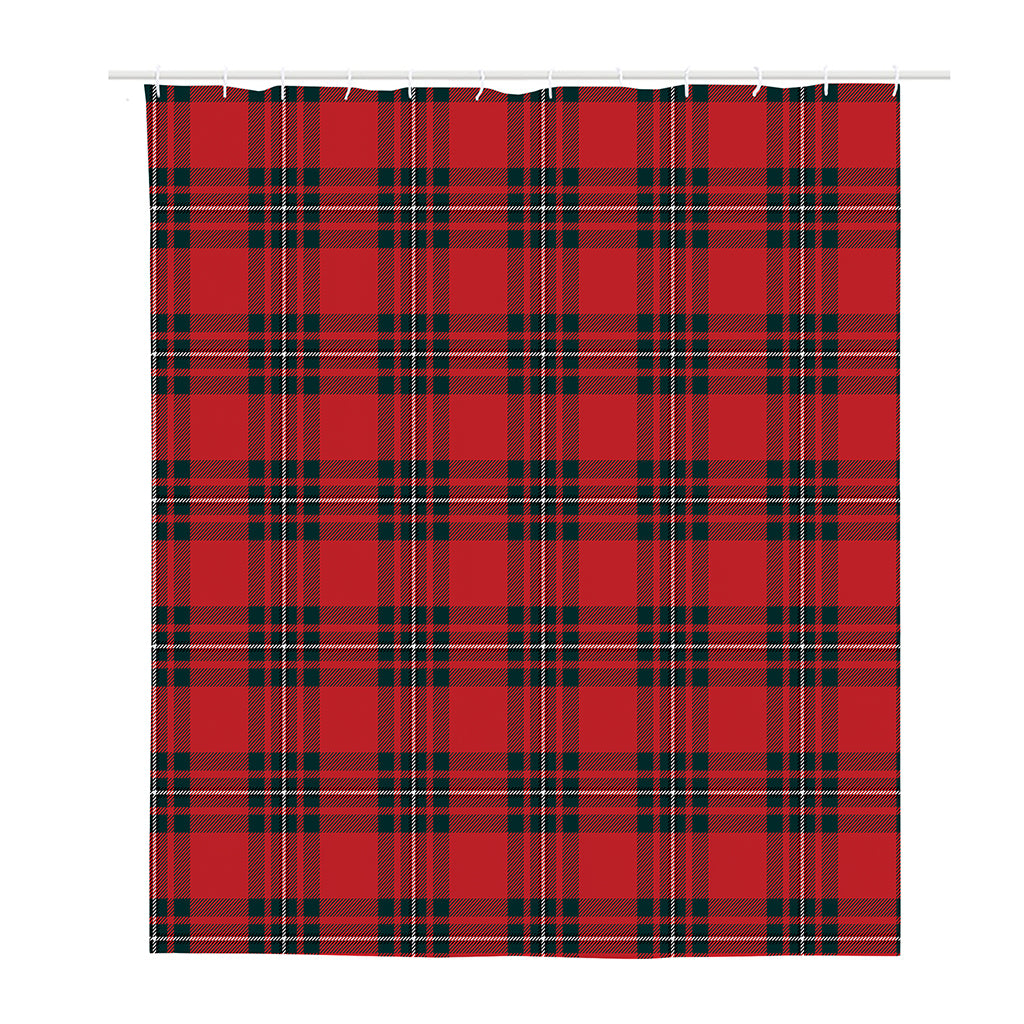 Red Scottish Tartan Pattern Print Polyester Shower Curtain