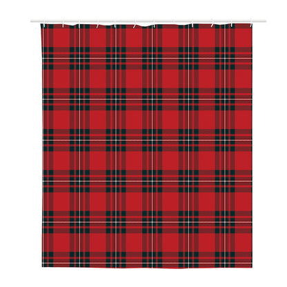 Red Scottish Tartan Pattern Print Polyester Shower Curtain