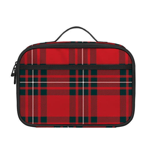 Red Scottish Tartan Pattern Print Portable Lunch Bag