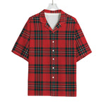 Red Scottish Tartan Pattern Print Rayon Hawaiian Shirt