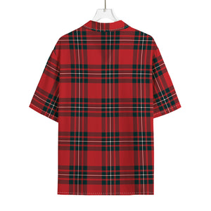 Red Scottish Tartan Pattern Print Rayon Hawaiian Shirt