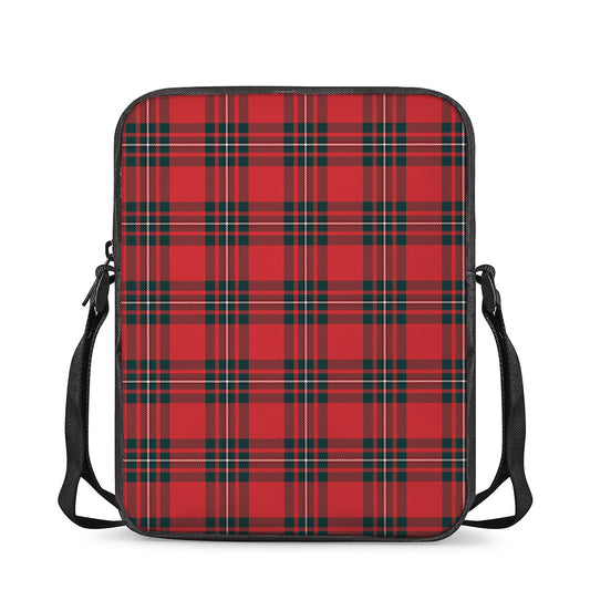 Red Scottish Tartan Pattern Print Rectangular Crossbody Bag