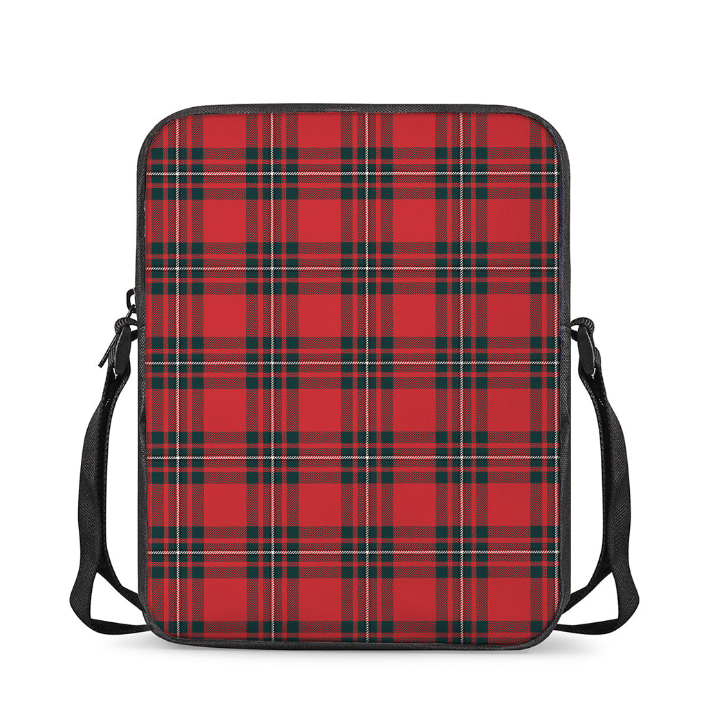 Red Scottish Tartan Pattern Print Rectangular Crossbody Bag