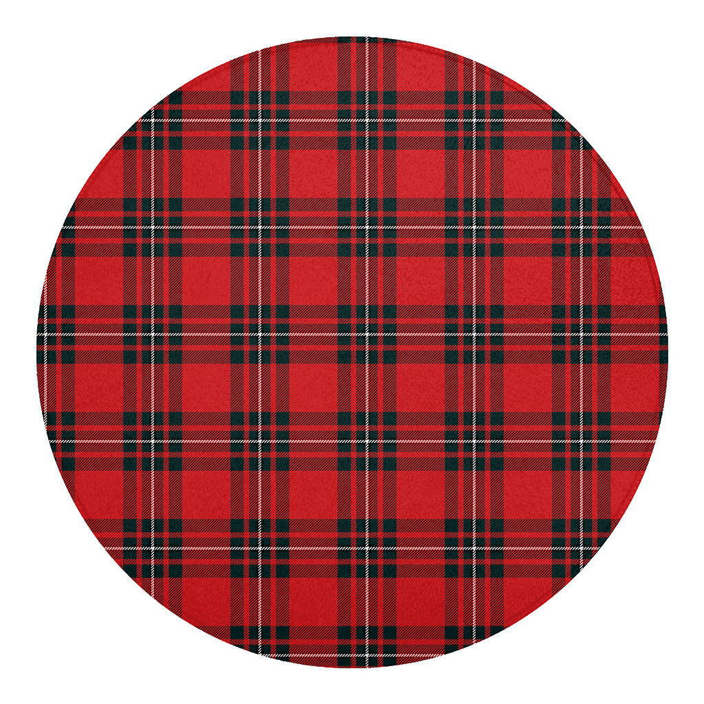 Red Scottish Tartan Pattern Print Round Blanket
