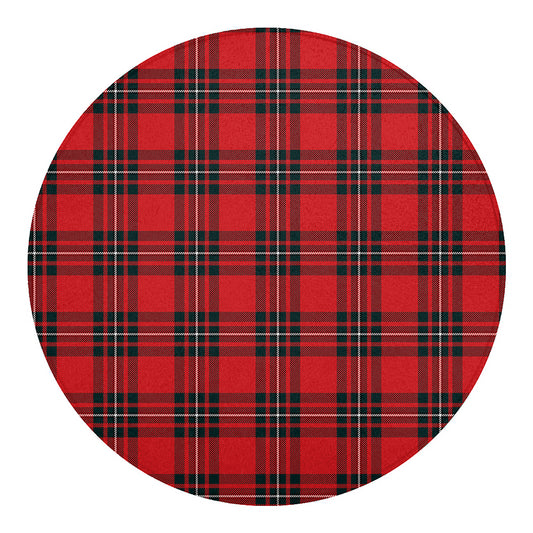 Red Scottish Tartan Pattern Print Round Blanket