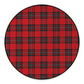 Red Scottish Tartan Pattern Print Round Floor Mat