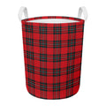 Red Scottish Tartan Pattern Print Round Laundry Basket