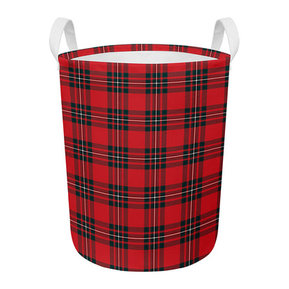 Red Scottish Tartan Pattern Print Round Laundry Basket