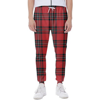 Red Scottish Tartan Pattern Print Scuba Joggers