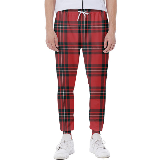 Red Scottish Tartan Pattern Print Scuba Joggers