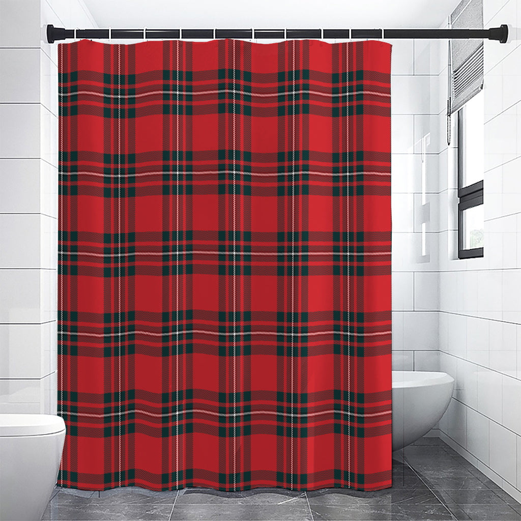 Red Scottish Tartan Pattern Print Shower Curtain