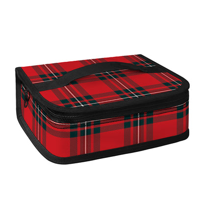 Red Scottish Tartan Pattern Print Small Lunch Bag