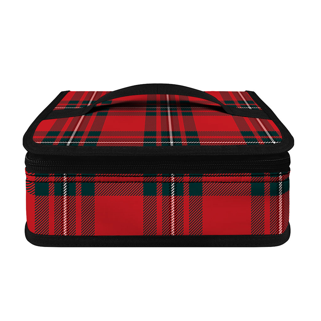 Red Scottish Tartan Pattern Print Small Lunch Bag