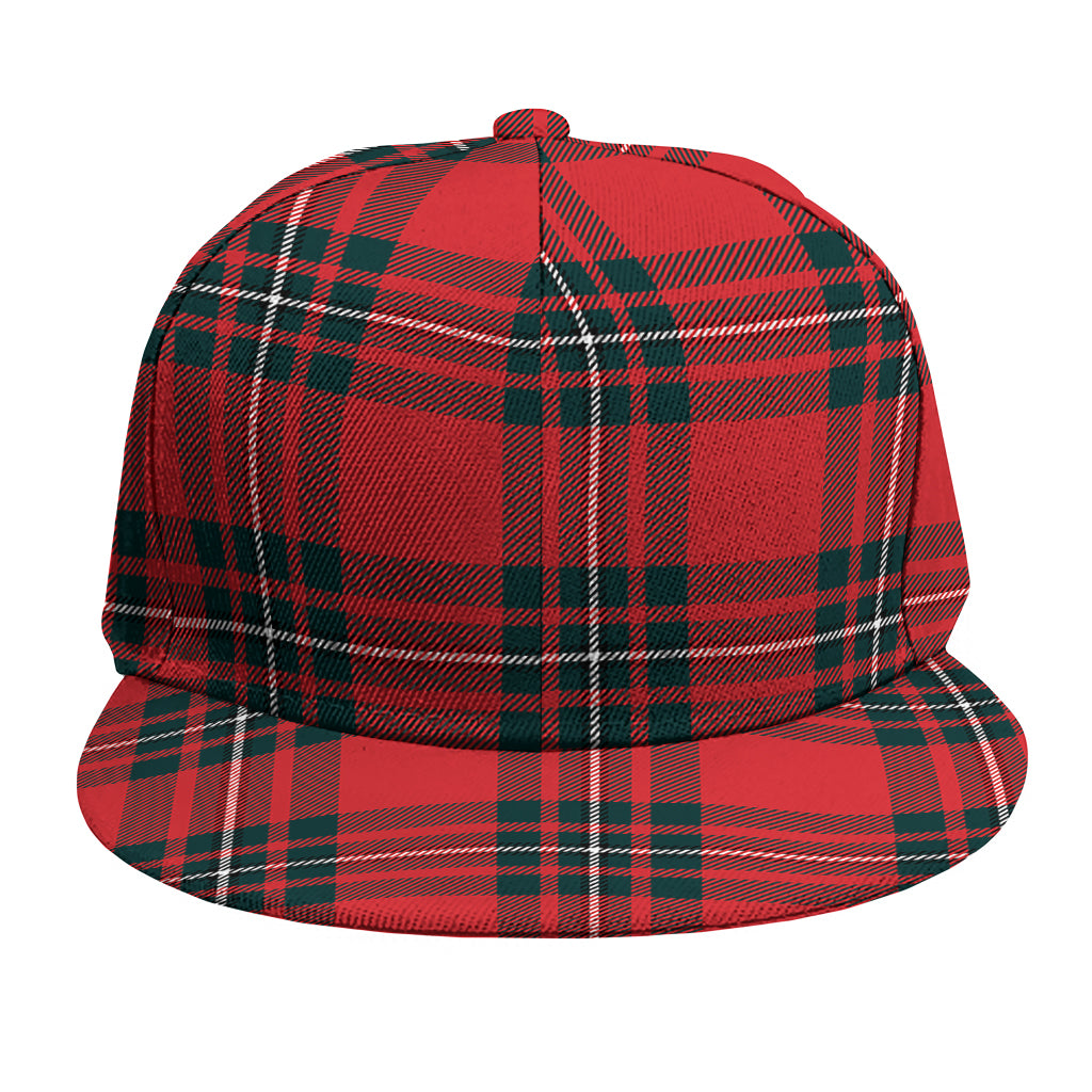 Red Scottish Tartan Pattern Print Snapback Cap