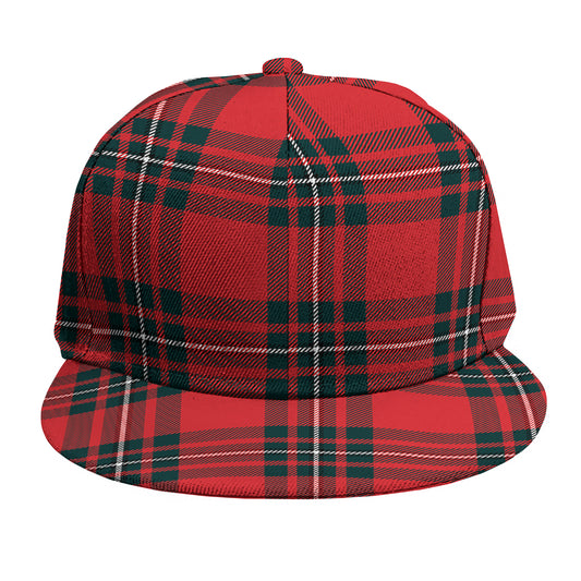 Red Scottish Tartan Pattern Print Snapback Cap