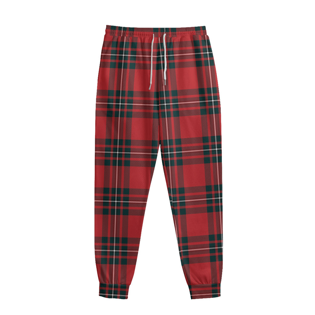 Red Scottish Tartan Pattern Print Sweatpants