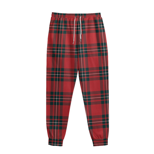 Red Scottish Tartan Pattern Print Sweatpants