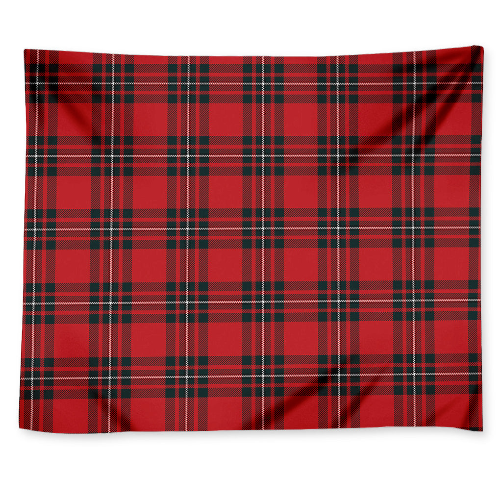 Red Scottish Tartan Pattern Print Tapestry