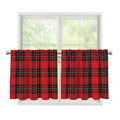 Red Scottish Tartan Pattern Print Tier Curtains
