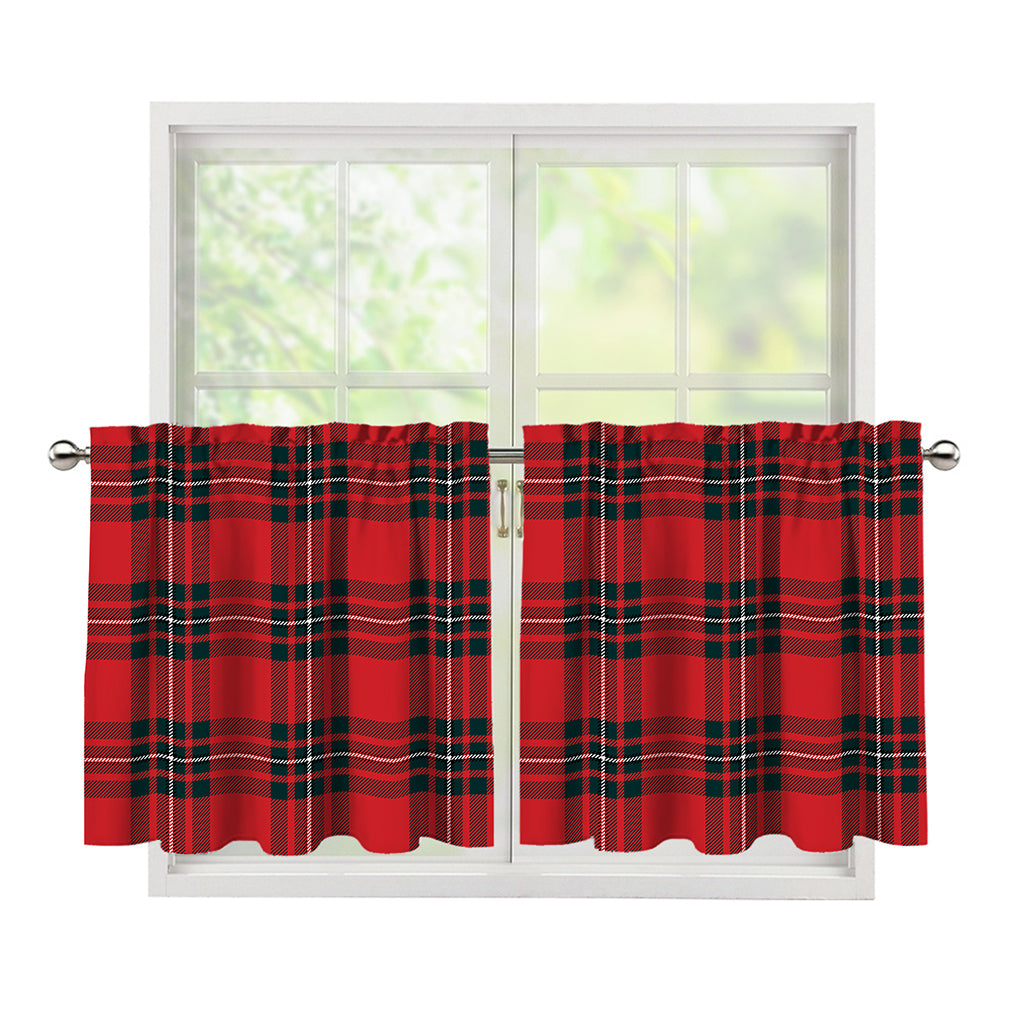 Red Scottish Tartan Pattern Print Tier Curtains